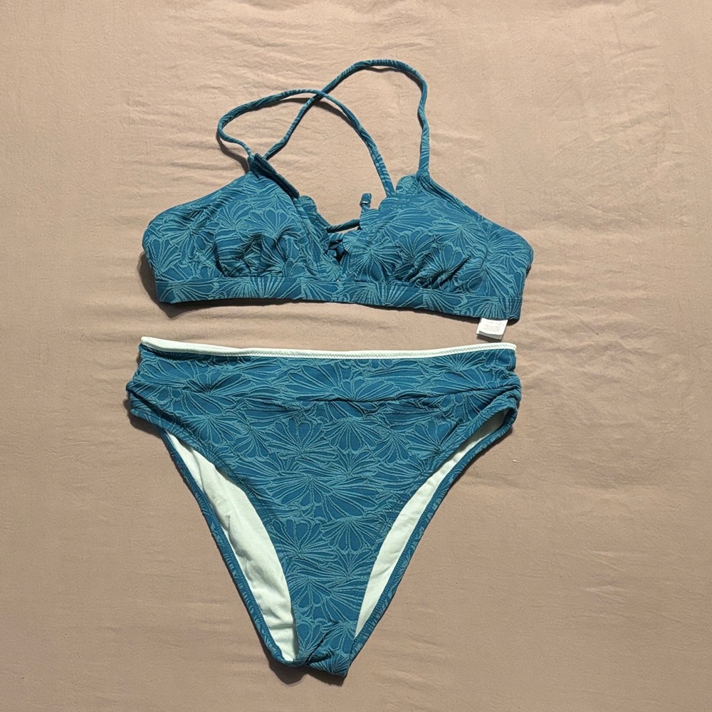 Teal Floral Bikini Set